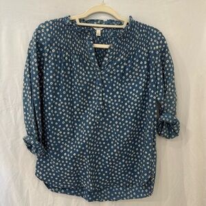 J. Crew Ruffled Popover in Luau Indigo Floral 0